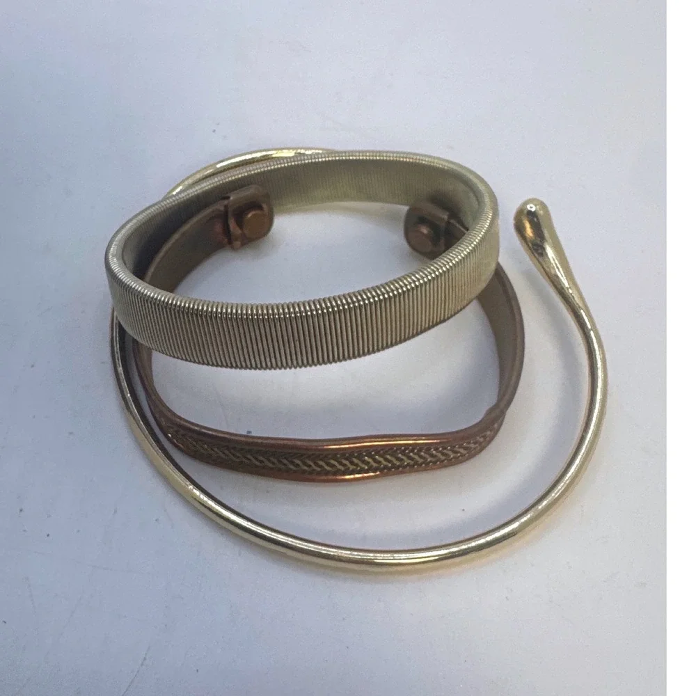 Unbranded Mixed Metal Bracelet Set Womens OS Gold‎ Copper Good 3pc Stack